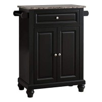 Kings Brand Furniture Kitchen Island Storage Cabinet With Marble Finish Top, Black