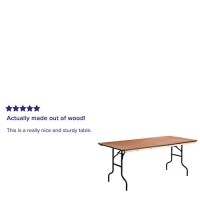 Flash Furniture Fielder 6-Foot Rectangular Wood Folding Banquet Table With Clear Coated Finished Top