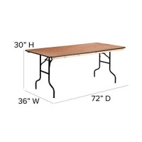 Flash Furniture Fielder 6-Foot Rectangular Wood Folding Banquet Table With Clear Coated Finished Top