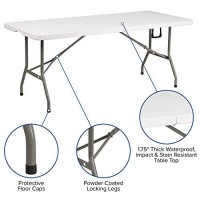 Flash Furniture Elon 6-Foot Bi-Fold Granite White Plastic Banquet And Event Folding Table With Carrying Handle