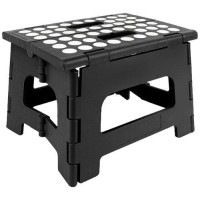 Stepsafe Non Slip Folding Step Stool For Kids And Adults With Handle- 9 In Height, Holds Up To 300 Lb (Black)