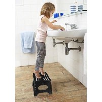 Stepsafe Non Slip Folding Step Stool For Kids And Adults With Handle- 9 In Height, Holds Up To 300 Lb (Black)