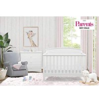 Delta Children Archer Solid Panel 4-In-1 Convertible Baby Crib, Bianca White