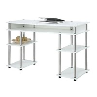 Convenience Concepts Designs2Go No Tools Student Shelves Desk, 47.25 L X 15.75 W X 30 H, White