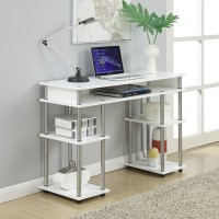 Convenience Concepts Designs2Go No Tools Student Shelves Desk, 47.25 L X 15.75 W X 30 H, White