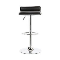 Belleze Modern Minimalist Low Profile Barstools With Hydraulic Lift, Slim Adjustable Contemporary Retro Counter Height Dining Chairs Set Of 2] - Lucas (Black)