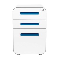 Laura Davidson Furniture Stockpile 3-Drawer File Cabinet For Home Office Commercial-Grade One Size, White/Light Blue