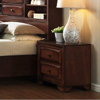 Roundhill Furniture Oakland 139 Antique Oak Finish Wood With 2 Drawers And Night Stand