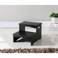 Kings Brand Furniture - Courtney Black Finish Wood Bedroom Step Stool
