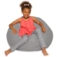 Posh Beanbags Big Comfy Bean Bag Chair: Posh Large Beanbag Chairs With Removable Cover For Kids, Teens And Adults - Polyester Cloth Puff Sack Lounger Furniture For All Ages - 27 Inch - Solid Gray