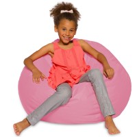 Big Comfy Bean Bag Chair: Posh Large Beanbag Chairs With Removable Cover For Kids, Teens And Adults - Polyester Cloth Puff Sack Lounger Furniture For All Ages - 27 Inch - Solid Pink