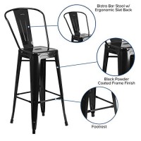 Flash Furniture Commercial Grade 30 High Black Metal Indoor-Outdoor Barstool With Removable Back