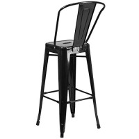 Flash Furniture Commercial Grade 30 High Black Metal Indoor-Outdoor Barstool With Removable Back