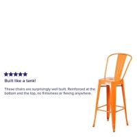 Flash Furniture Commercial Grade 30 High Orange Metal Indoor-Outdoor Barstool With Removable Back