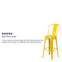 Flash Furniture Commercial Grade 30 High Yellow Metal Indoor-Outdoor Barstool With Removable Back