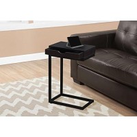 Monarch Specialties C Accent Table With Drawer-Black Metal Base, Cappuccino