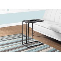 Monarch Specialties Black Metal Tempered Glass Accent Table, 10.25X 18.25X 24