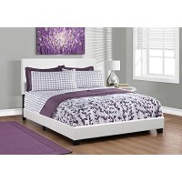 Monarch Specialties , Bed, Leather-Look, White, Queen