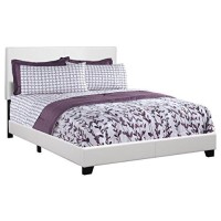 Monarch Specialties , Bed, Leather-Look, White, Queen