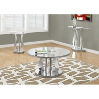 Monarch Specialties Accent End Table Mirrored, 24 H, Brushed Silver