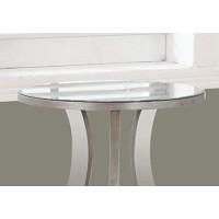 Monarch Specialties Accent End Table Mirrored, 24 H, Brushed Silver