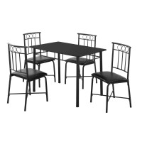 Monarch Specialties 1018 Table, 5Pcs, Small, 40 Rectangular, Kitchen, Metal, Laminate, Black, Contemporary, Modern Dining Set, 40 X 28 X 30