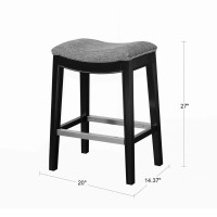 Madison Park Belfast Bar Stools, Contour Fabric Padded Seat, Nail Head Trim, Modern Kitchen Counter Chair, Solid Hardwood, Metal Kickplate Footrest, Dining Room Accent Furniture, Grey