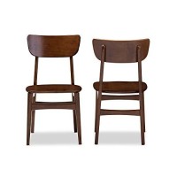 Baxton Studio Set Of 2 Netherlands Mid-Century Modern Scandinavian Style Dark Walnut Bentwood Dining Side Chairs
