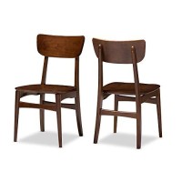 Baxton Studio Set Of 2 Netherlands Mid-Century Modern Scandinavian Style Dark Walnut Bentwood Dining Side Chairs