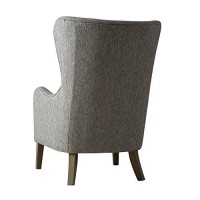 Madison Park Arianna Accent Hardwood, Faux Linen Modern Contemporary Style Living Room Sofa Furniture Swoop Wing Arm Bedroom Chairs Seats, Deep, Grey