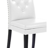 Baxton Studio Dylin Dining Chair And Dining Chair White Faux Leather Button-Tufted Nail Heads Trim Dining Chair