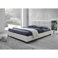 Baxton Studio Vivaldi Modern And Contemporary White Faux Leather Padded Platform Base Queen Size Bed Frame
