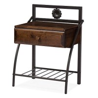 Baxton Studio Jevenci Vintage Antique Metal & Walnut Wood 1 Drawer Nightstand, Medium, Dark Bronze (Model: Ts7001-Black)