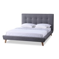 Baxton Studio Jonesy Scandinavian Style Mid Century Fabric Upholstered Platform Bed, Full, Grey