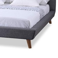 Baxton Studio Jonesy Scandinavian Style Mid Century Fabric Upholstered Platform Bed, Full, Grey