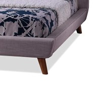 Baxton Studio Jonesy Scandinavian Style Mid Century Linen Fabric Upholstered Platform Bed, King, Beige