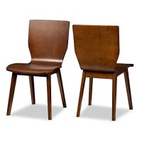 Baxton Studio Elsa Dining Chair Scandinavian Style Dark Walnut Bent Wood Dining Chair