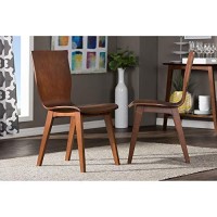 Baxton Studio Elsa Dining Chair Scandinavian Style Dark Walnut Bent Wood Dining Chair