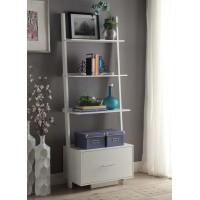 Convenience Concepts American Heritage 4 Shelves Ladder Bookcase With File Drawer, White