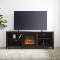 Walker Edison Wren Classic 4 Cubby Fireplace Tv Stand For Tvs Up To 80 Inches, 70 Inch, Espresso