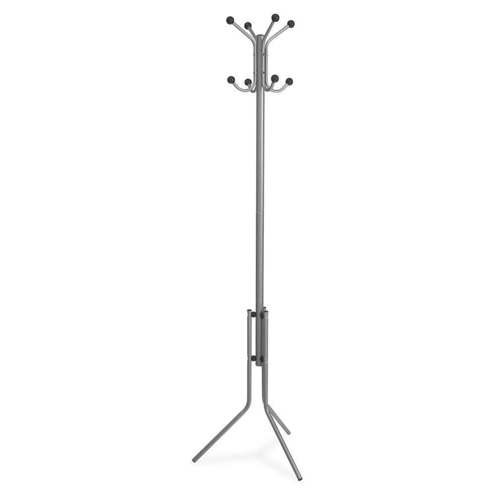 Lorell 02587 Tripod Base Metal Coat Rack Tree Hook Stand, Silver