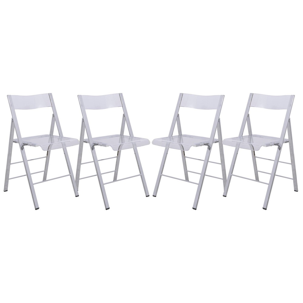 Leisuremod Menno Modern Transparent Acrylic Folding Chair (Set Of 4)