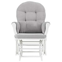 Windsor Glider And Ottoman, Polyester, Wood, Metal, White With Gray Cushion