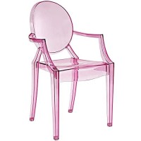 Modway Casper Modern Acrylic Stacking Kitchen And Dining Room Arm Chair In Pink - Fully Assembled