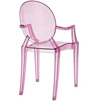 Modway Casper Modern Acrylic Stacking Kitchen And Dining Room Arm Chair In Pink - Fully Assembled