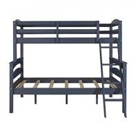 Dhp Brady Solid Wood Bunk Beds With Ladder And Guard Rail, Twin Over Full, Graphite