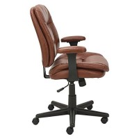 Oif Swiveltilt Leather Task Chair, Fixed T-Bar Arms, Chestnut Brown