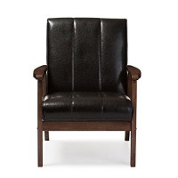Baxton Studio Bbt8011A2-Brown Living-Room-Chairs, Medium, Leather, Dark Brown