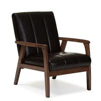 Baxton Studio Bbt8011A2-Brown Living-Room-Chairs, Medium, Leather, Dark Brown