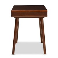 Baxton Studio Casarano Two-Tone Finish 2 Drawer Wood Home Office Writing Desk, Dark Walnutwhite